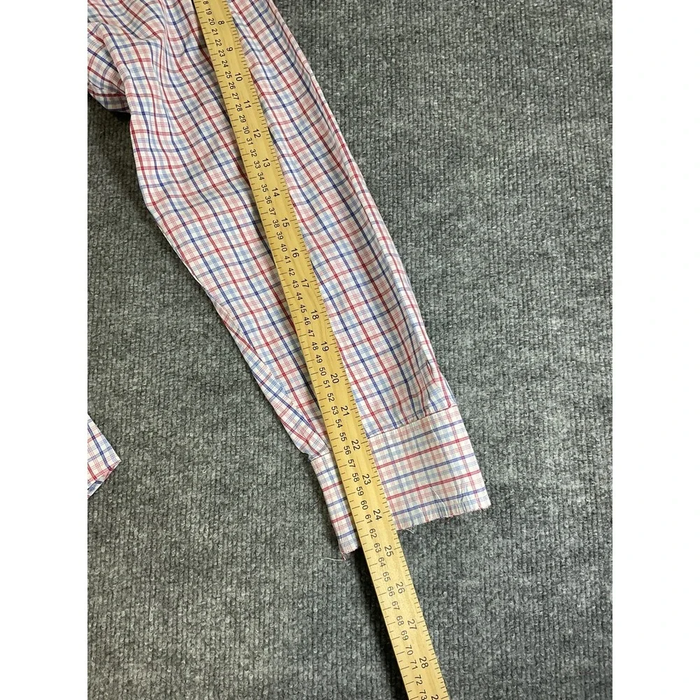 Charles Tyrwhitt Slim Fit Dress Shirt Mens 17/35 Blue Red Check Non Iron LS